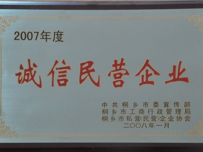 2007年度誠信民營企業(yè)