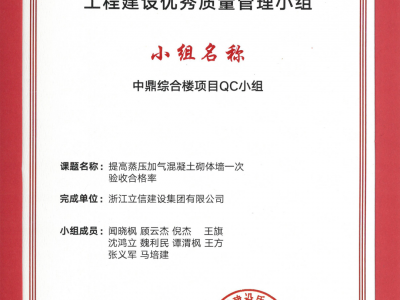 工程建設(shè)優(yōu)秀質(zhì)量管理小組